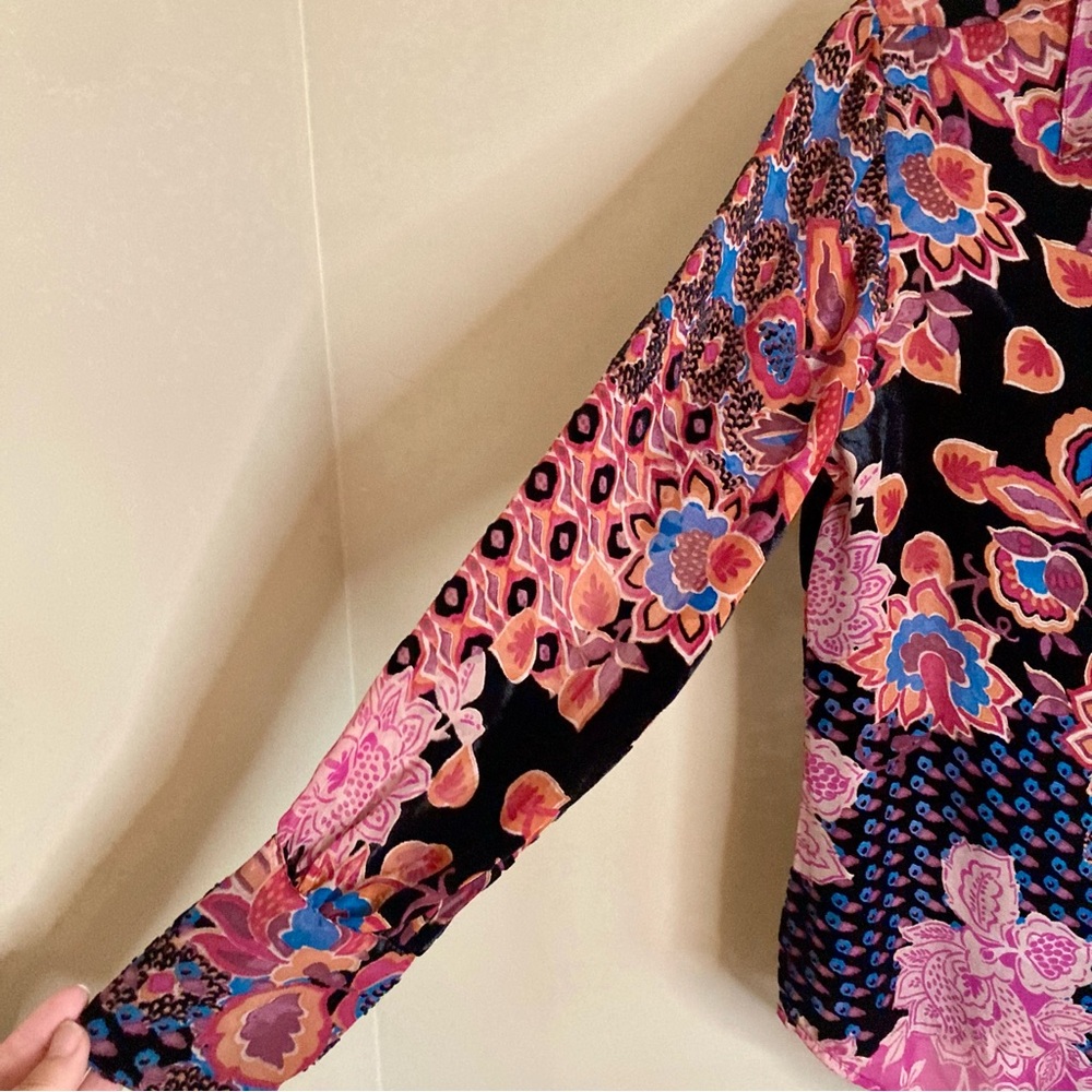 NEW Johnny Was Yrene Burnout Blouse Alvarado w/ Tank Top Velvet Silk Black Sz S - Picture 7 of 16